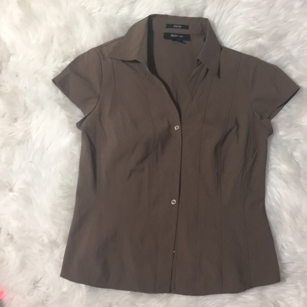 Style & Co brown button dress shirt